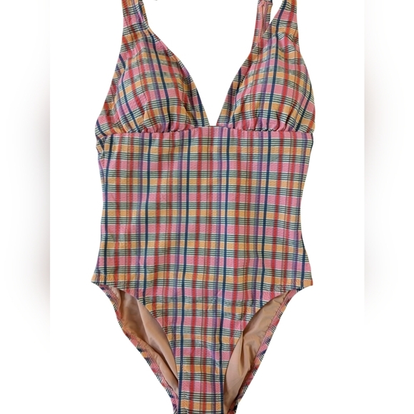 J. Crew Colorful Plaid Madras One-Piece Swimsuit sz 6 NWT - Picture 5 of 10
